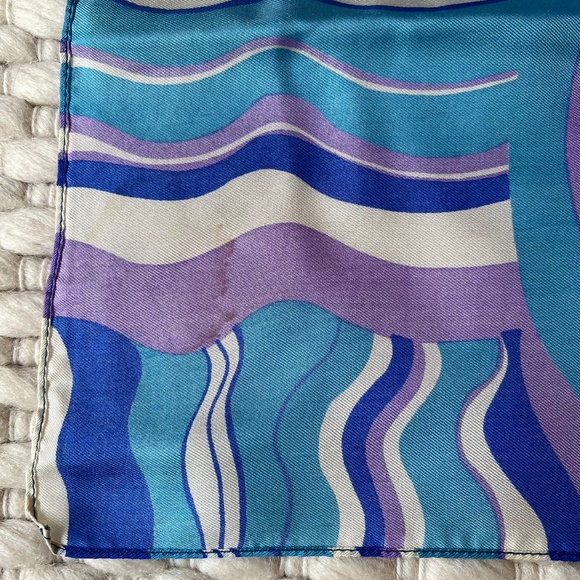Vintage Liberty of London 100%Silk 23" Square Scarf Blue Purple Pucci-Like Women - Picture 4 of 7